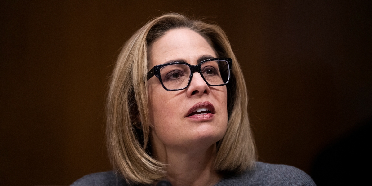 UNITED STATES - MARCH 15: Sen. Kyrsten Sinema, I-Ariz., attends a Senate Homeland Security and Governmental Affairs Committee markup in Dirksen Building on Wednesday, March 15, 2023. (Tom Williams/CQ Roll Call via AP Images)