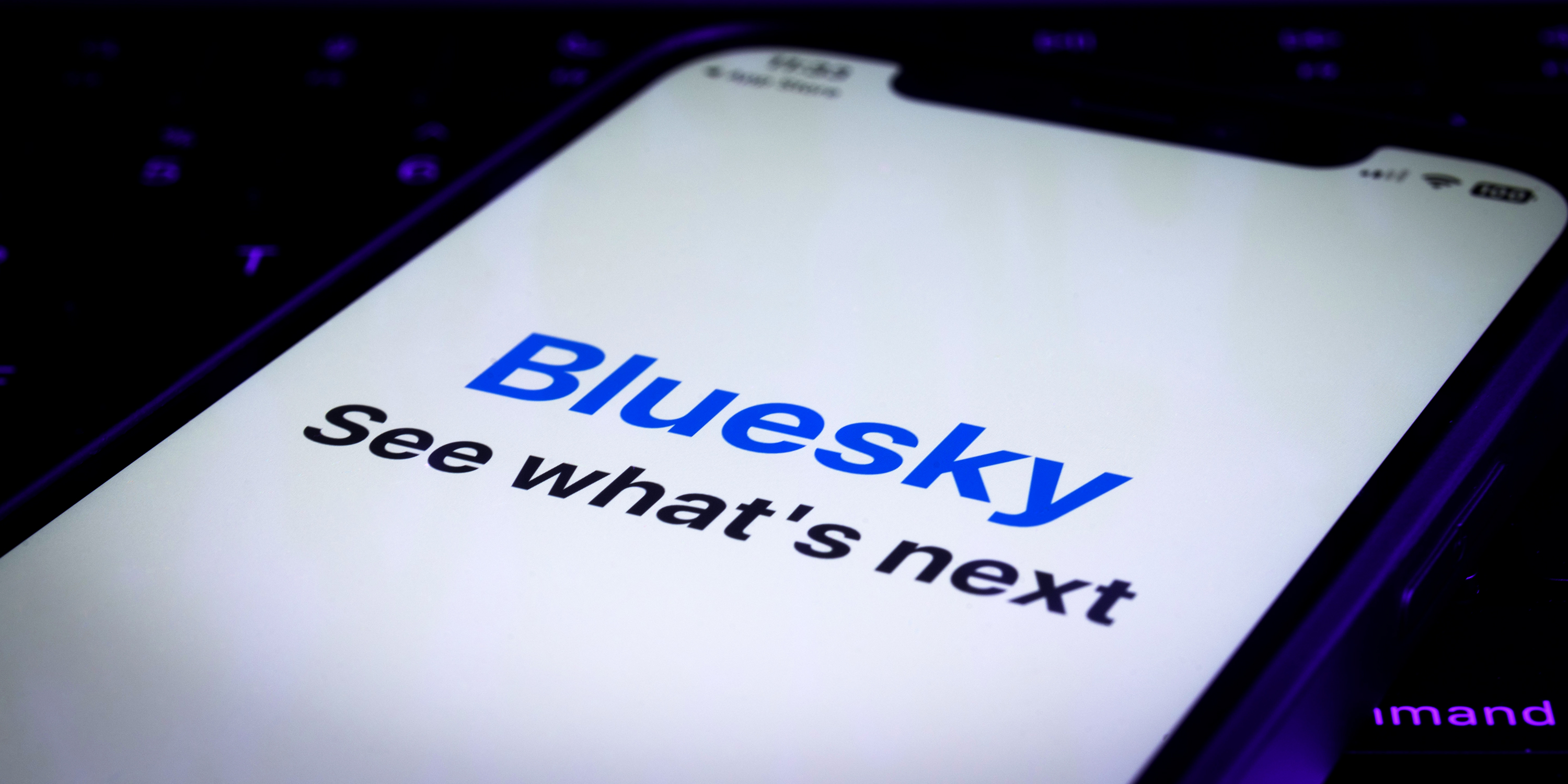 The Bluesky social media app logo is seen on a mobile device in this photo illustration in Warsaw, Poland on 21 April, 2023. Founder Jack Dorsey of twitter has released the Bluesky application on Android. (Photo by Jaap Arriens / Sipa USA)(Sipa via AP Images)