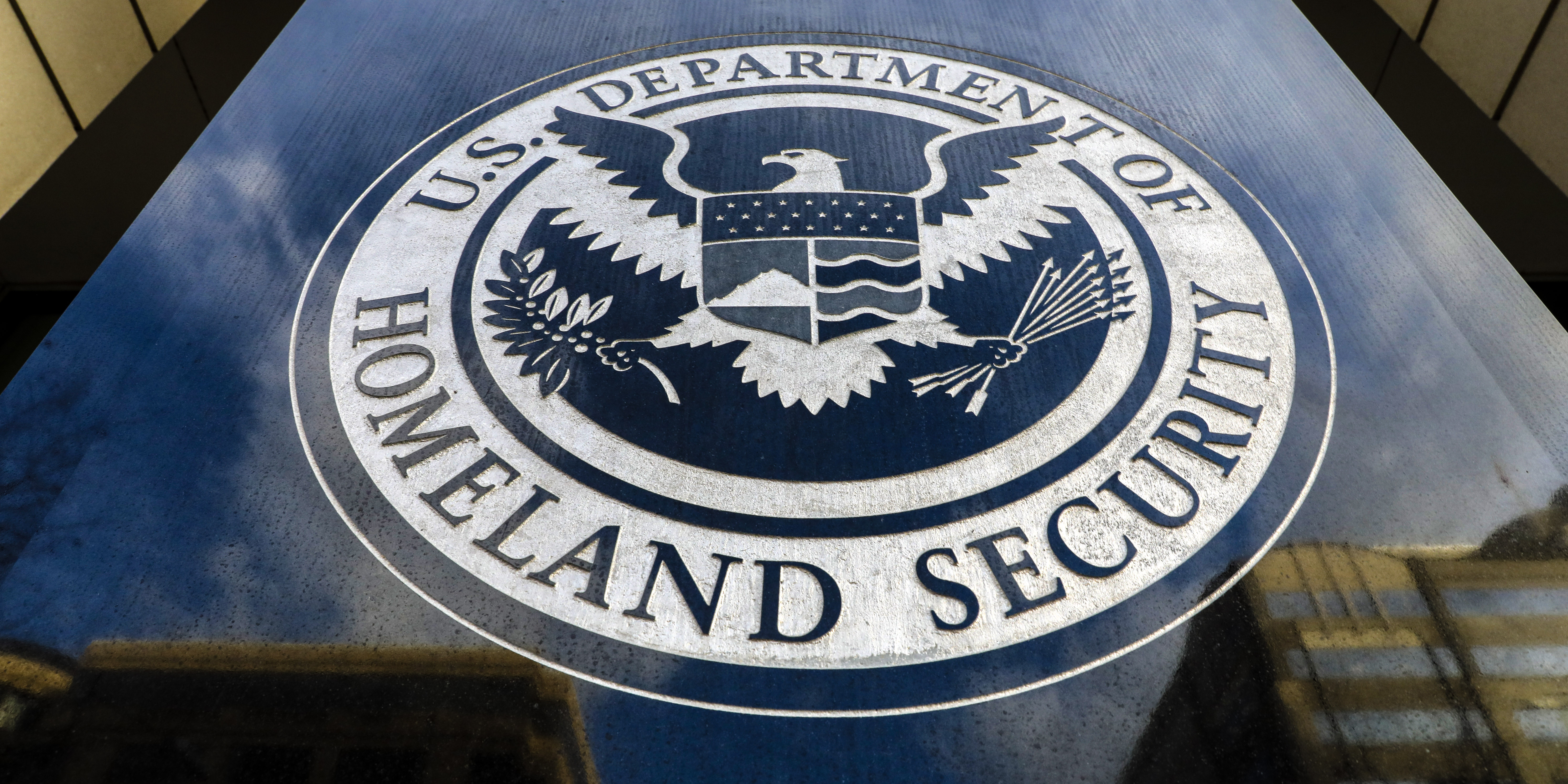 WASHINGTON D.C., UNITED STATES - JANUARY 5: The U.S. Department of Homeland Security sign is seen on US Immigration and Customs Enforcement (ICE) Building in Washington D.C., United States on January 5, 2023. The U.S. Immigration and Customs Enforcement is a federal law enforcement agency under the U.S. Department of Homeland Security. (Photo by Celal Gunes/Anadolu Agency via Getty Images)