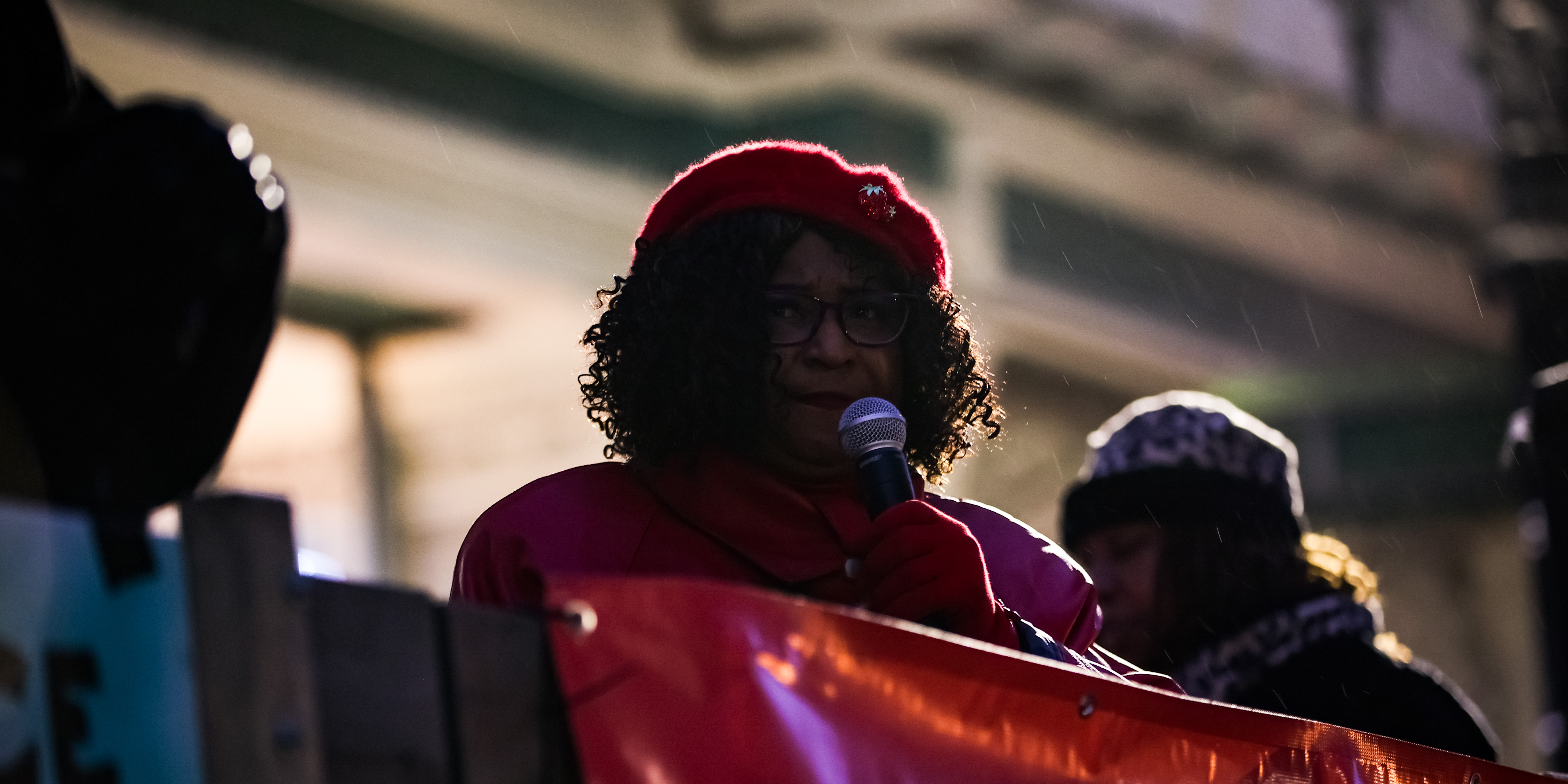 OAKLAND, CA - JANUARY 29: Alameda district attorney Pamela Price speaks during a protest of a thousand of people at the Oscar Grant Plaza over Tyre Nichols killing by Memphis police, in Oakland, California, United States on January 29, 2023. (Photo by Tayfun Coskun/Anadolu Agency via Getty Images)