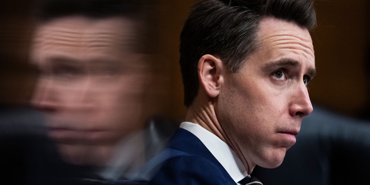 UNITED STATES - MARCH 15: Sen. Josh Hawley, R-Mo., attends a Senate Homeland Security and Governmental Affairs Committee markup in Dirksen Building on Wednesday, March 15, 2023. (Tom Williams/CQ-Roll Call, Inc via Getty Images)
