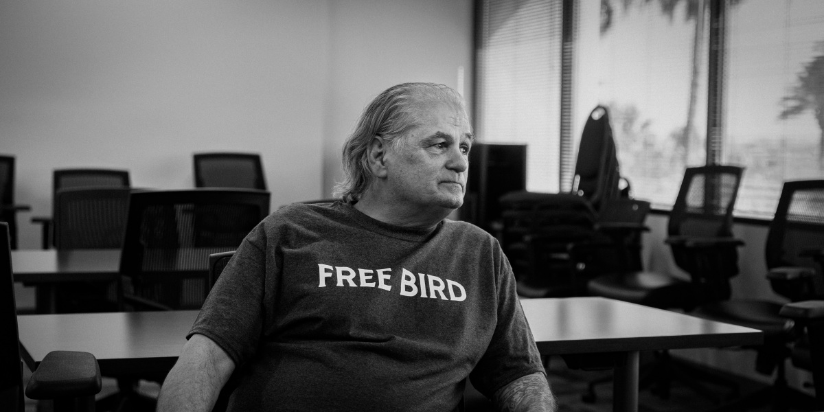 Barry Jones sits in a conference room at his lawyers’ offices in Tucson, Arizona on June 15, 2023, shortly after he was released following 29 years on Death Row. Jones was wrongfully convicted of murdering 4 year old Rachel Gray in 1994. Credit: Molly Peters for The Intercept